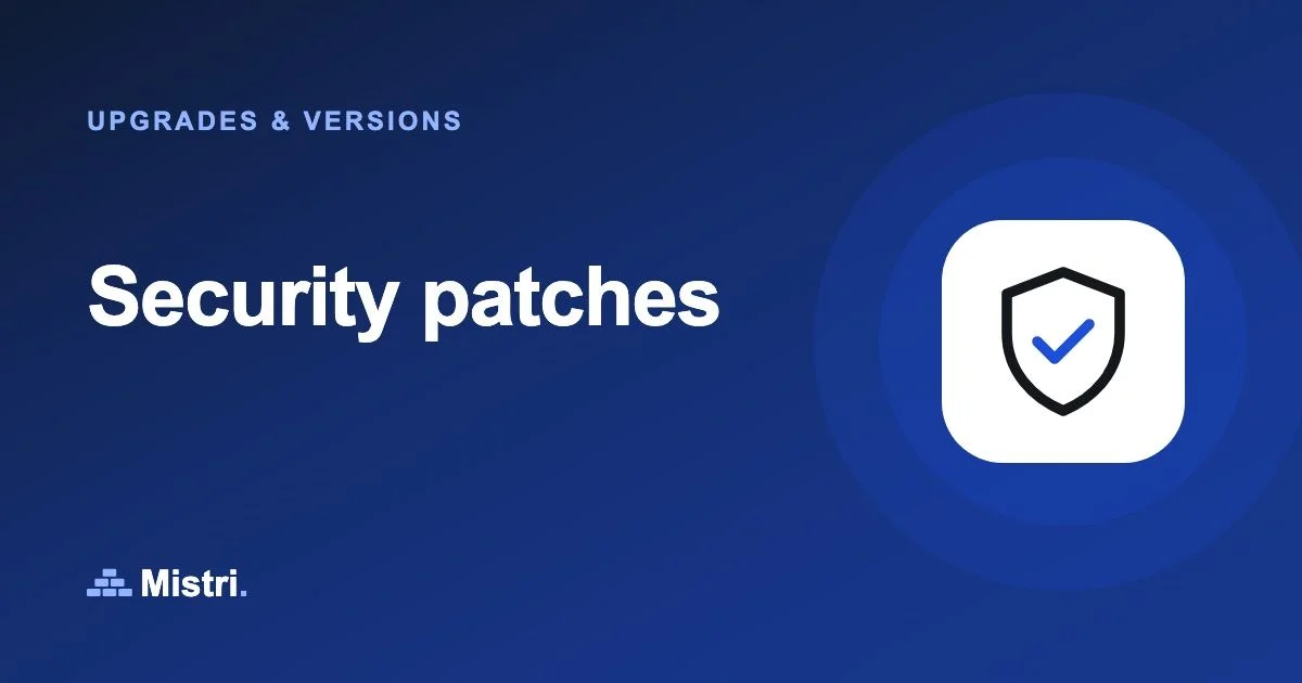 Security patches: Upgrades & versions guide from Mistri